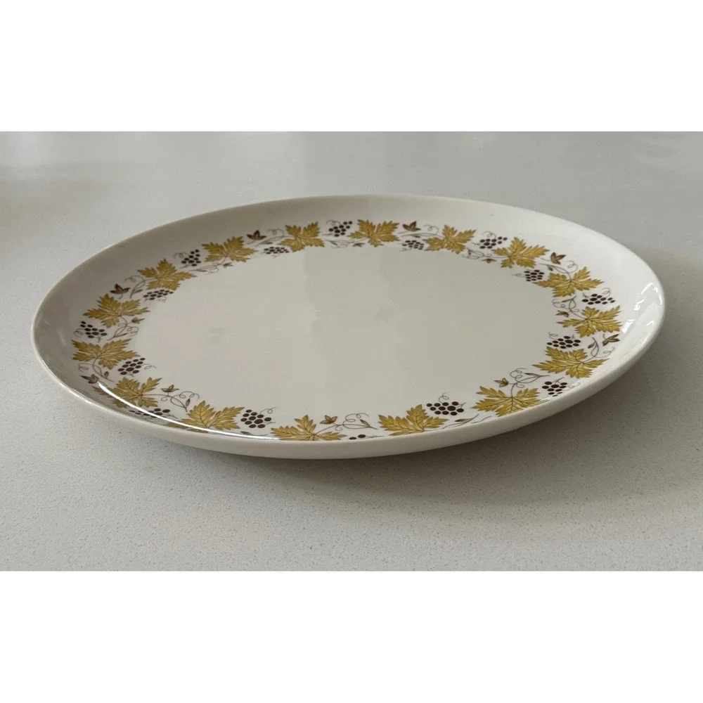 Syracuse China Carefree Vintage Grape Leaf Oval Serving Platter Made in USA‎